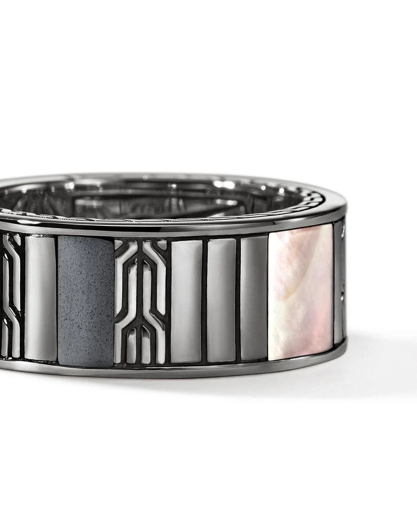 John Hardy Men
s Dark Silver Carved Chain Mixed Stone Band 5