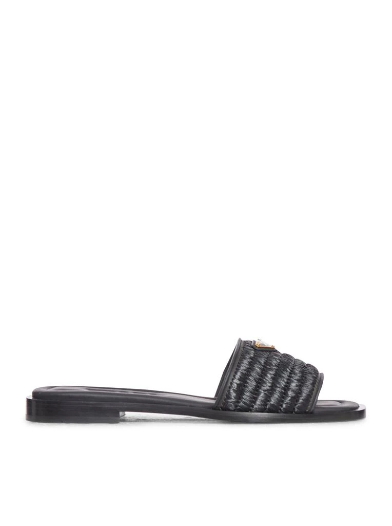 Prada RAFFIA SANDALS WITH LOGO 1