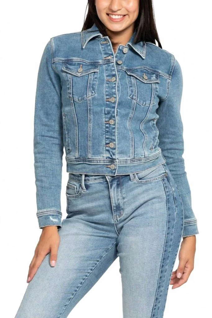 Judy Blue Classic Vintage Wash Denim Jacket In Blue