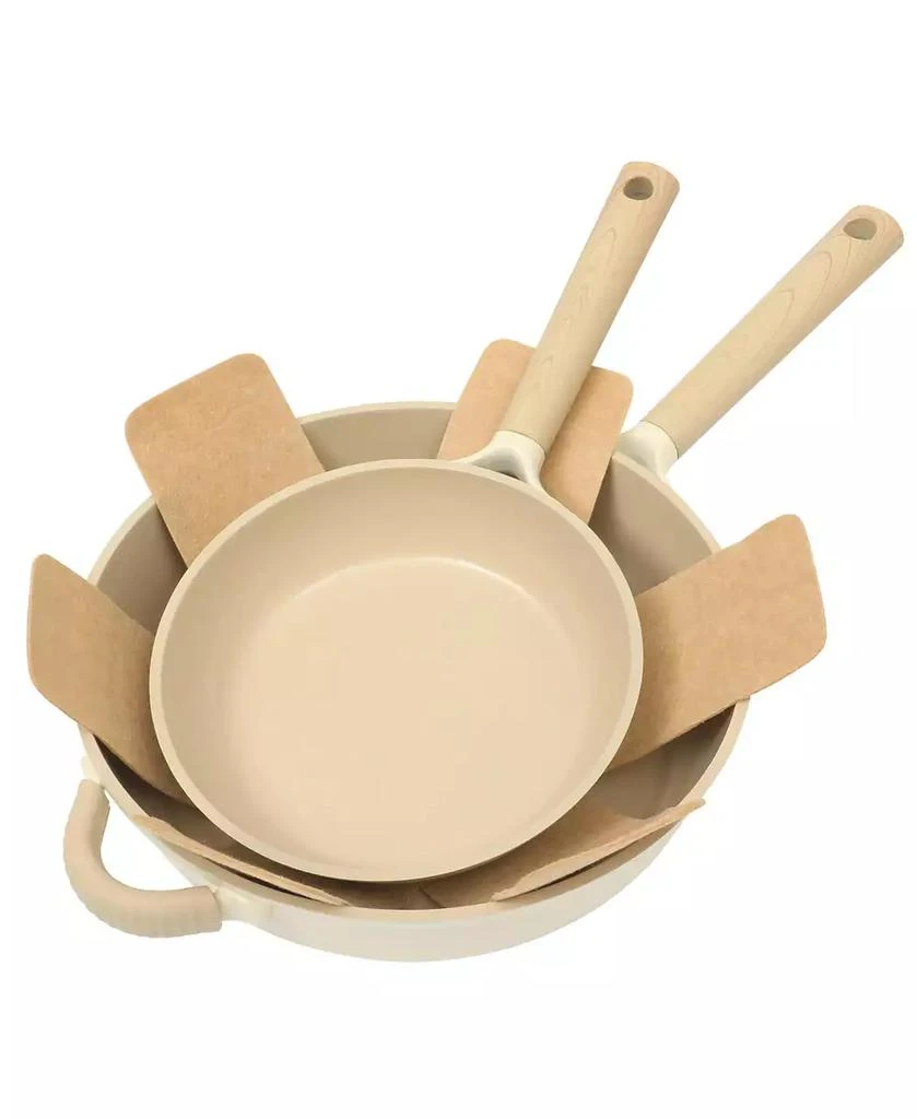 Gibson Elite Cast Aluminum 13-Piece Cookware Set – Ceramic Nonstick, Linen White with Wood Handle 4