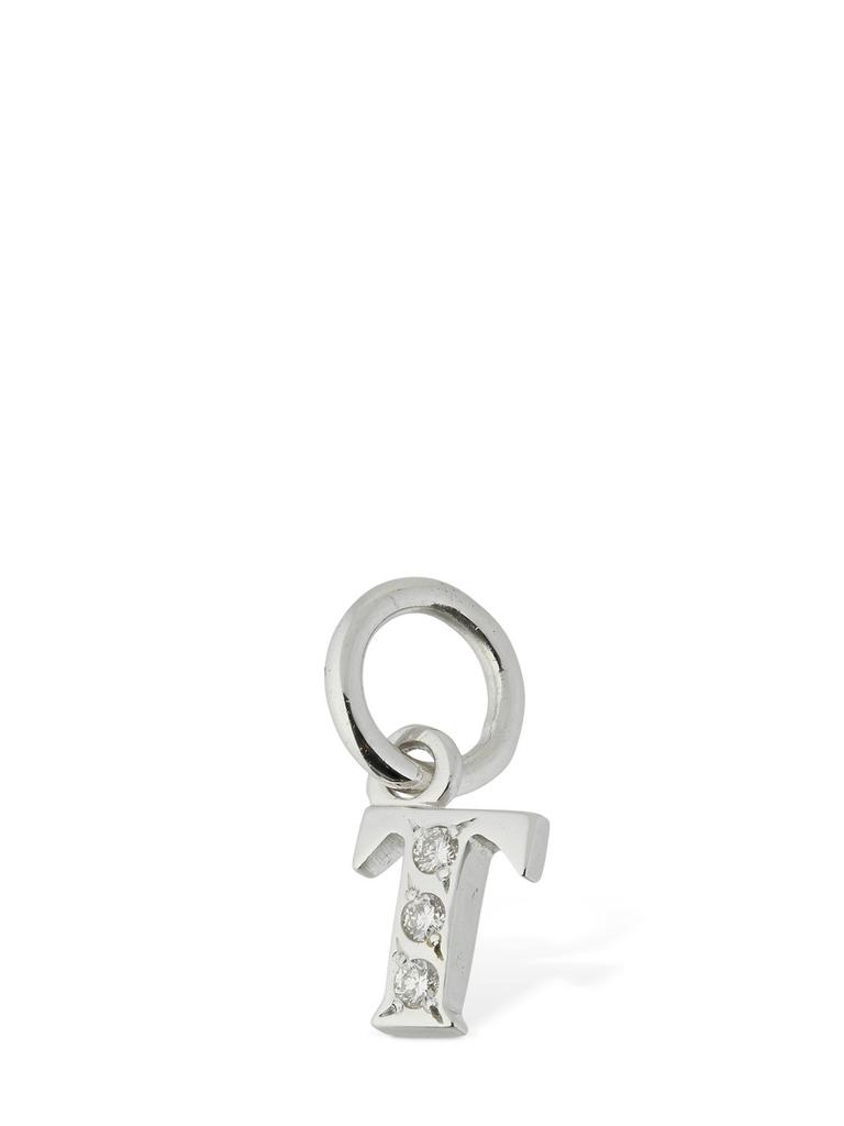 Dodo 18kt White Gold T Charm W/ Diamonds