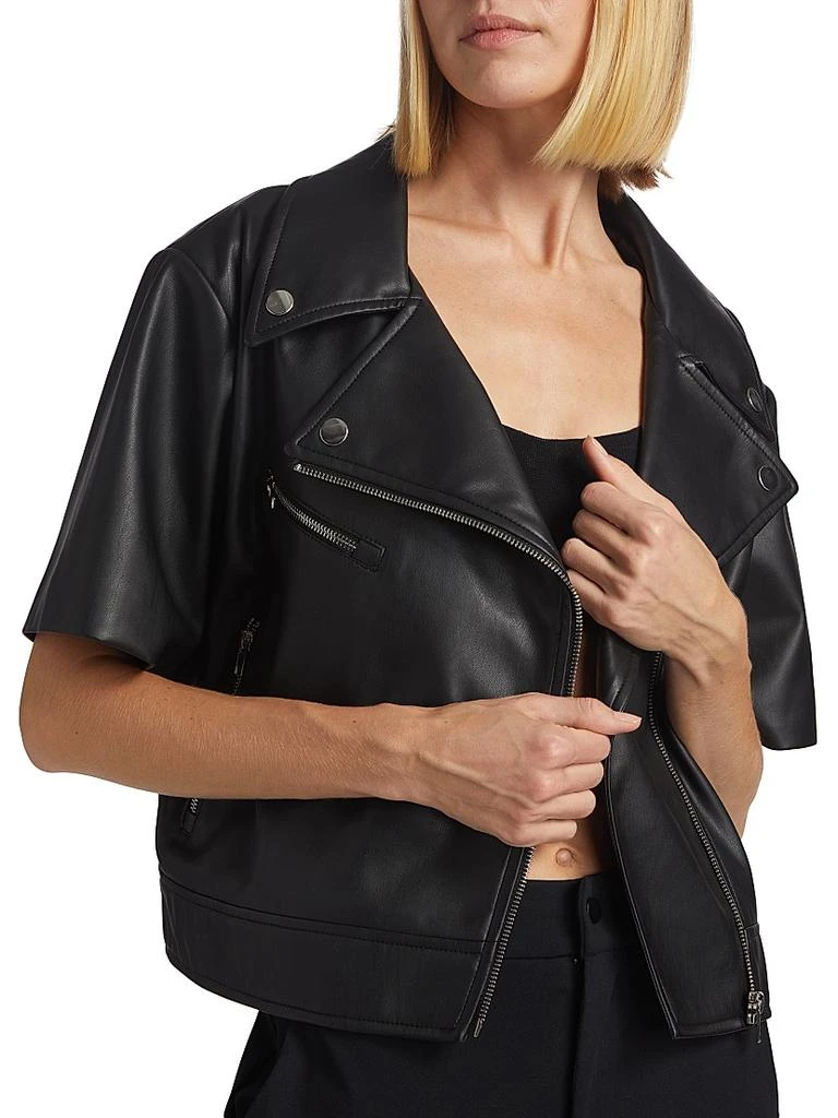 Susana Monaco Short-Sleeve Faux Leather Moto Jacket 6