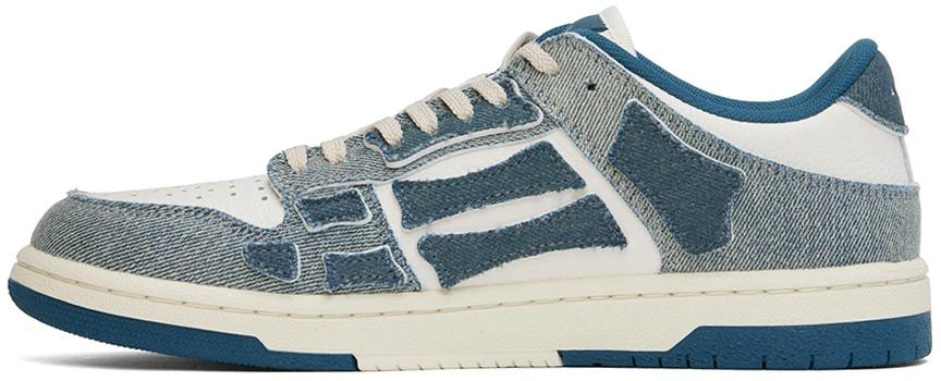 AMIRI White & Blue Vintage Denim Skel Top Low Sneakers 3