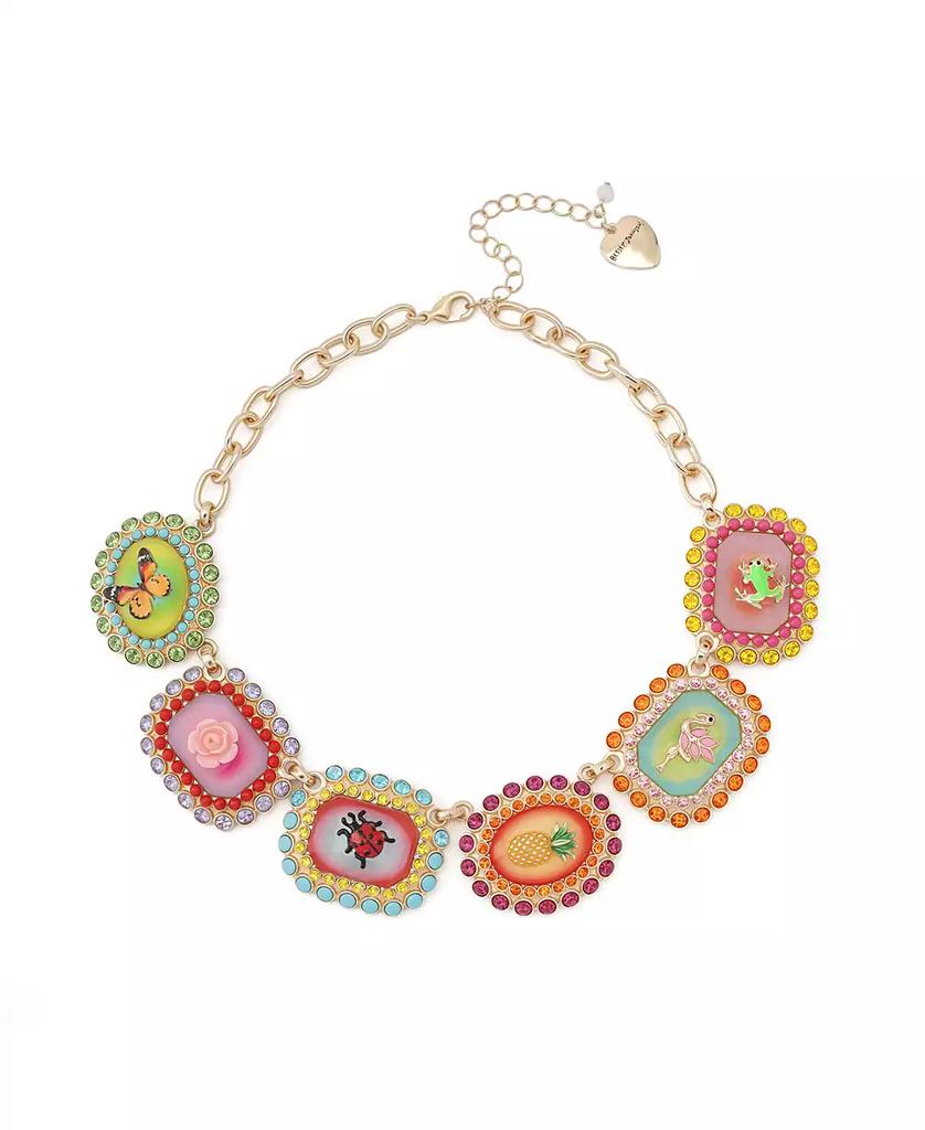 Betsey Johnson Faux Stone Backyard Stone Bib Necklace