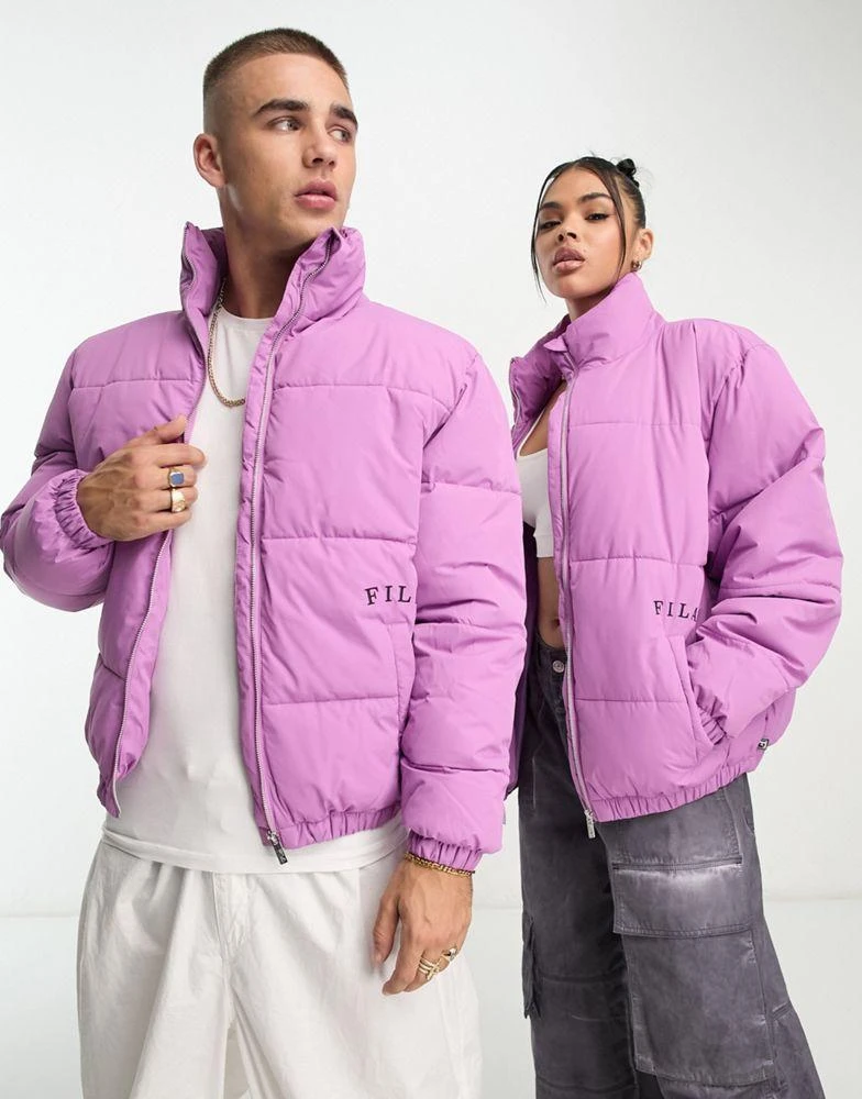 Fila Fila Unisex colour blocked puffer with logo in purple 3