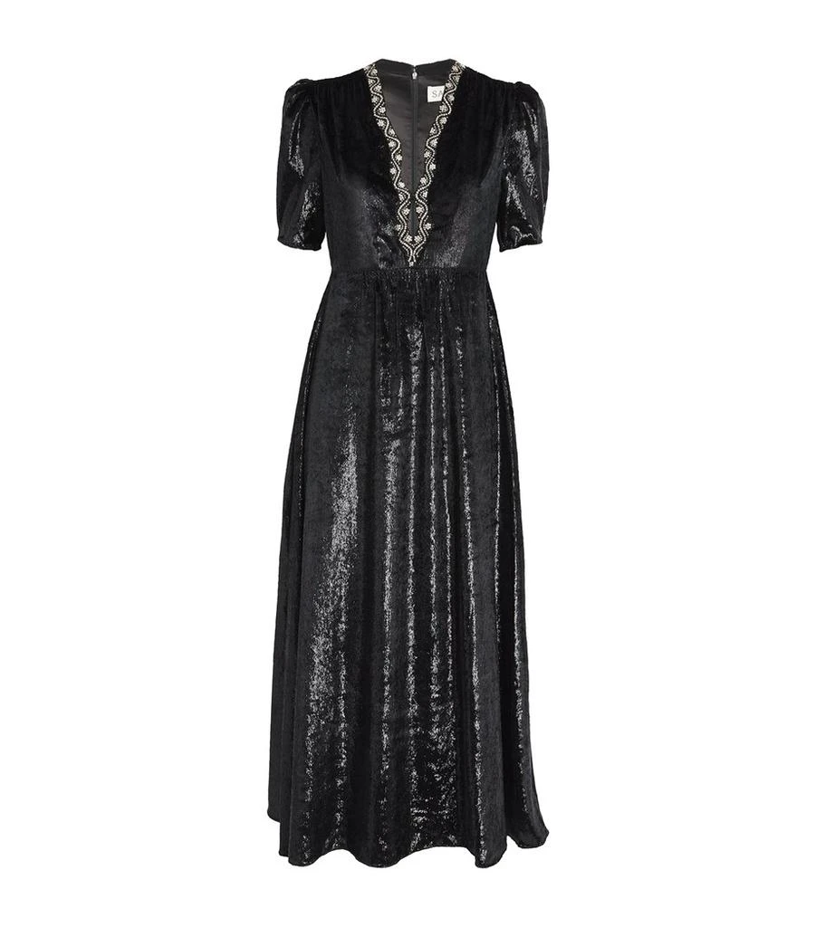 Saloni Velvet Embellished Tabitha Midi Dress 1