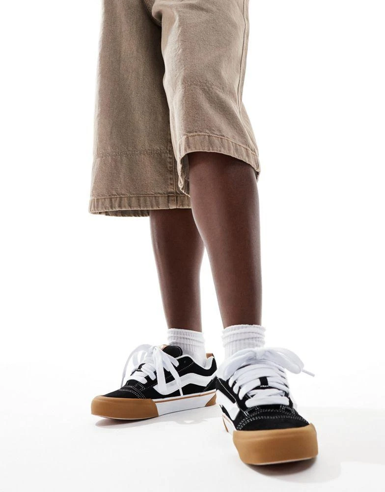 Vans Vans knu skool chunky trainers in black and white with gum sole detail 4
