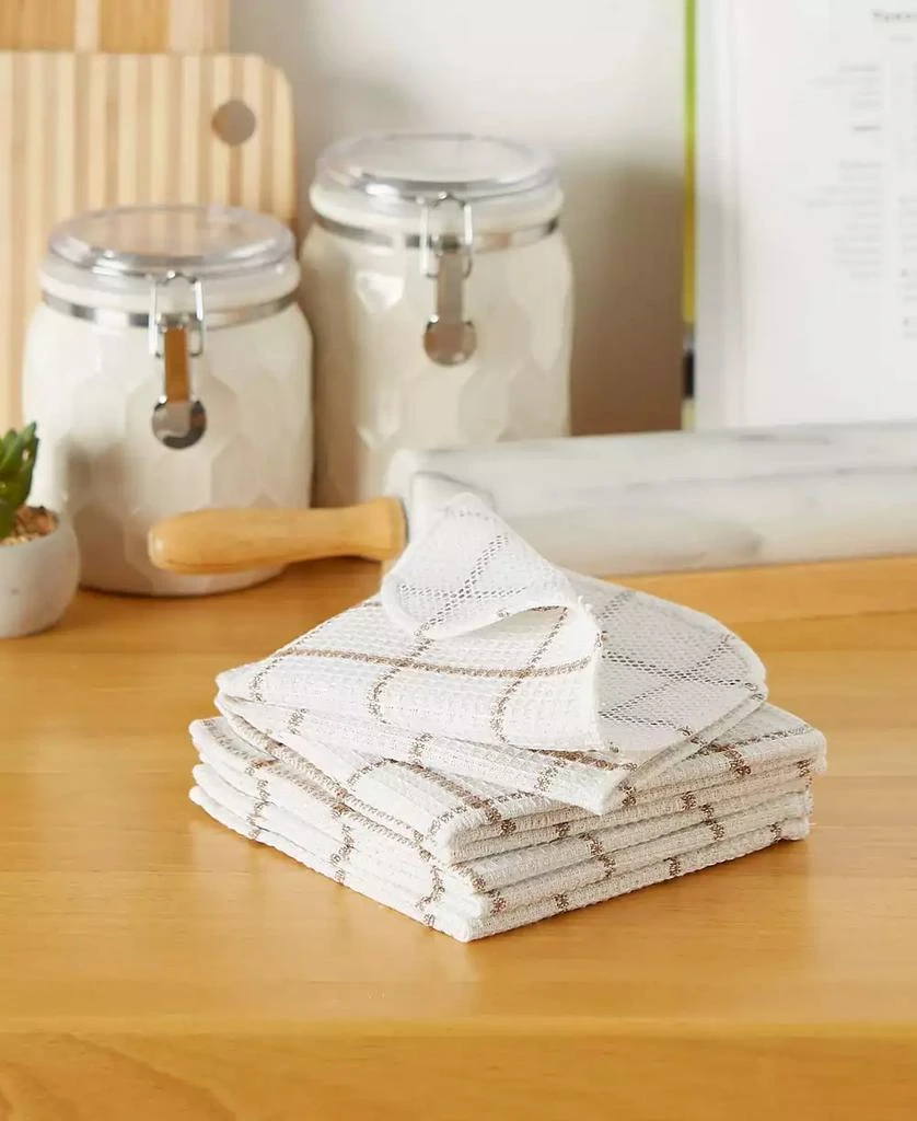 Design Imports Scrubber Dishcloths Collection Windowpane Dishrag Set, 12x12", White/Stone Stripe, 6 Piece 4