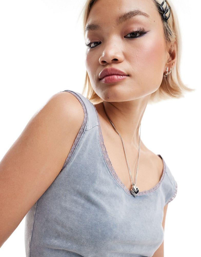 COLLUSION COLLUSION bardot washed top in grey