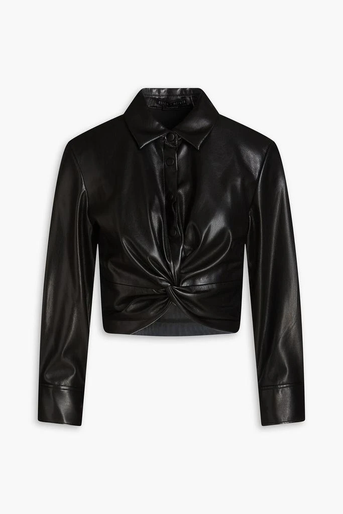 Shop Phebe cropped twisted faux leather shirt on Sale at