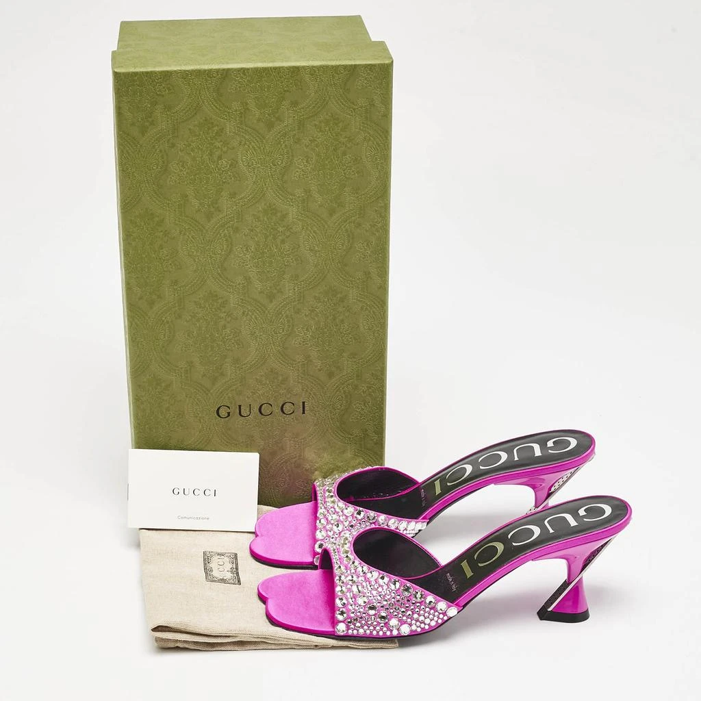 Gucci Gucci Pink Satin Galactica Crystal Embellished Slide Sandals Size 37 9