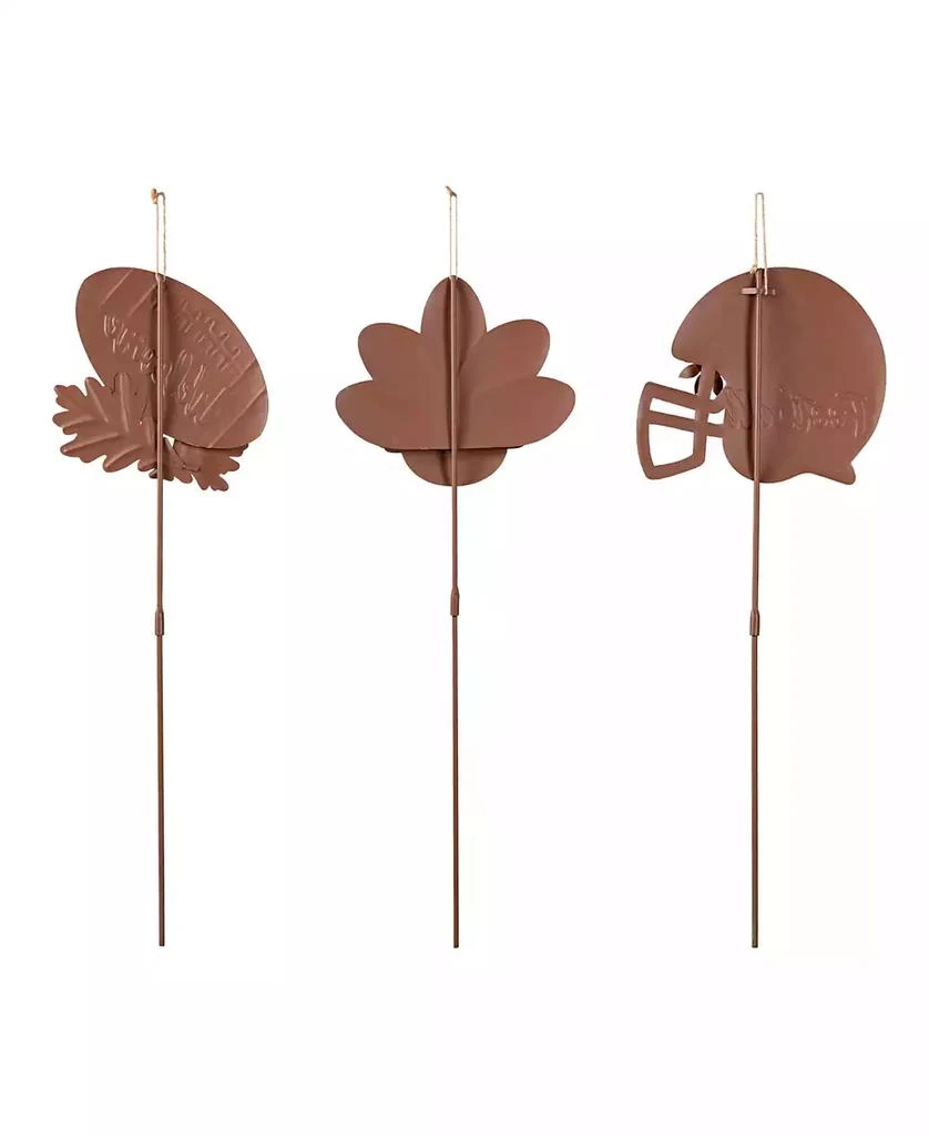 Glitzhome 24"H Set of 3 Thanksgiving Metal Football Turkey Yard Stake 2