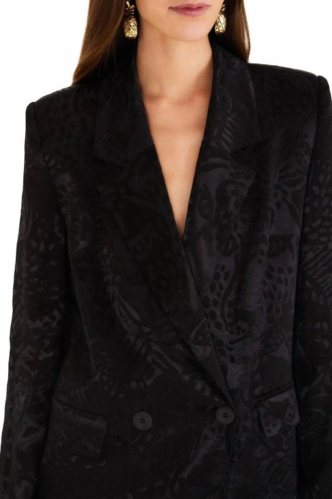 Farm Rio Leopard Jacquard Blazer In Black 3