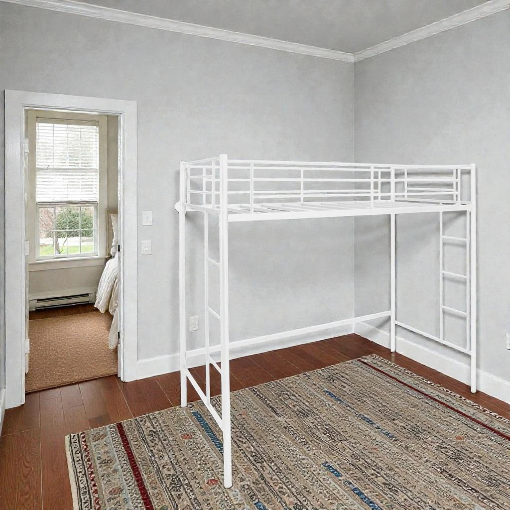 Hivvago Twin Loft Bed with Two-Sided Ladders and Secure Full-Length Rails