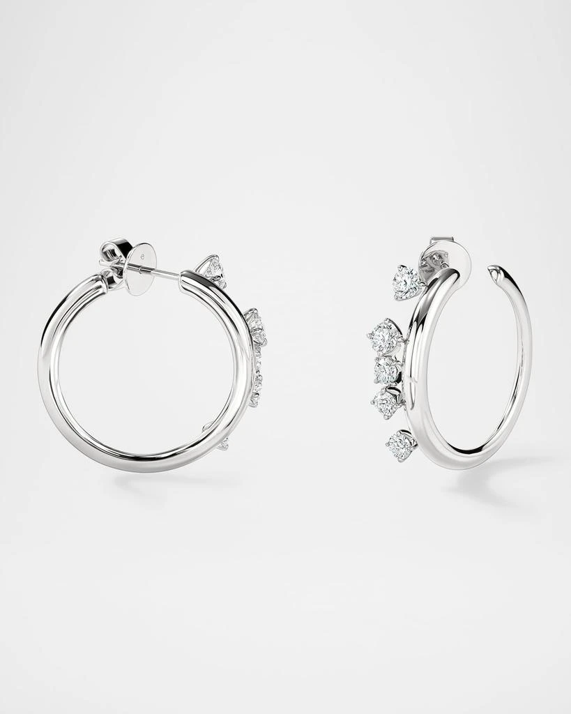 Hearts On Fire 18K White Gold Barre Floating Diamond Small Hoop Earrings 3