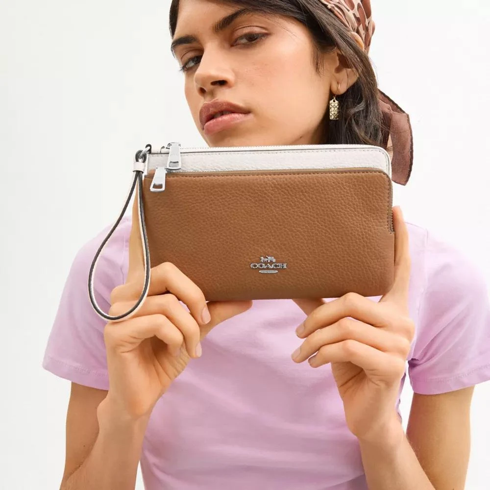 Coach Double Zip Wallet In Colorblock 4