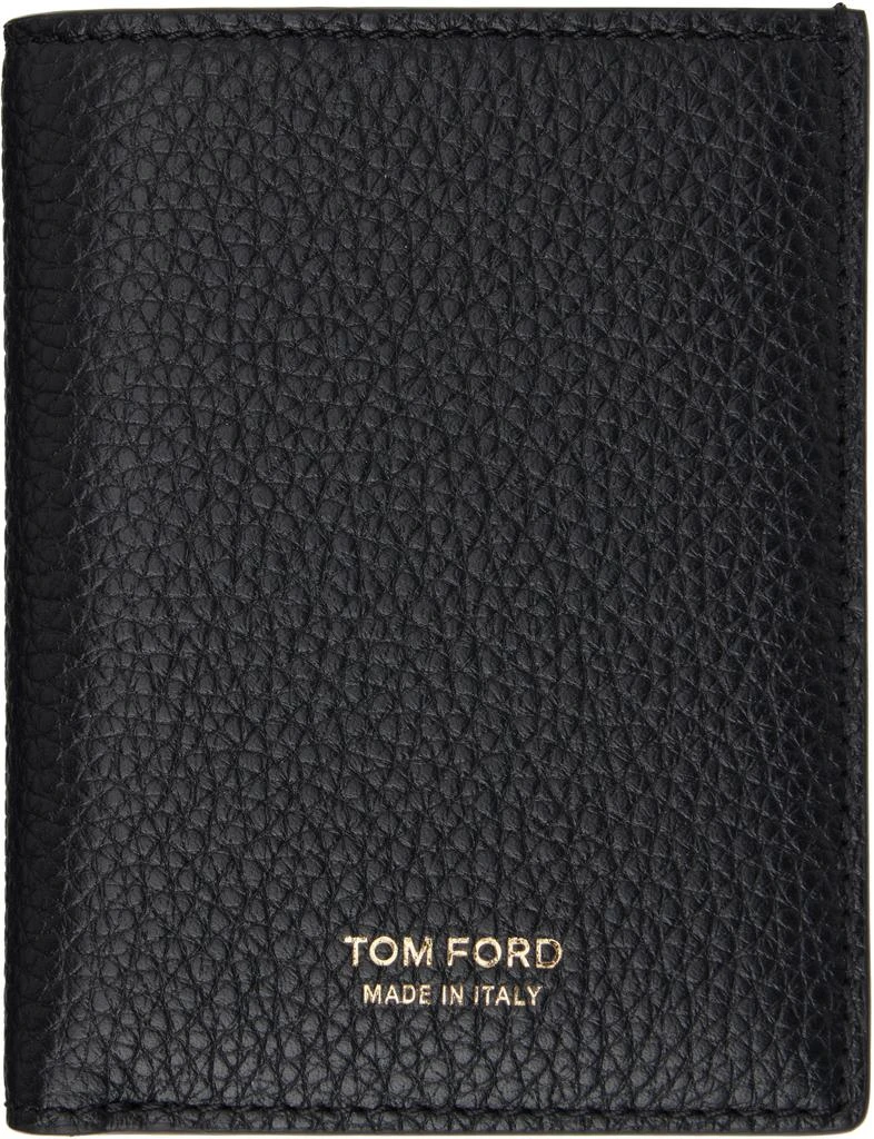 Tom Ford Black Grain Leather Folding Card Holder 1