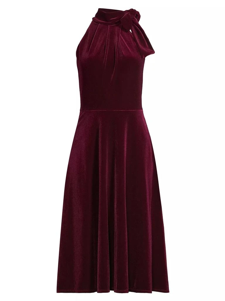 Black Halo Audrey Velvet Tie-Neck Midi Dress 1