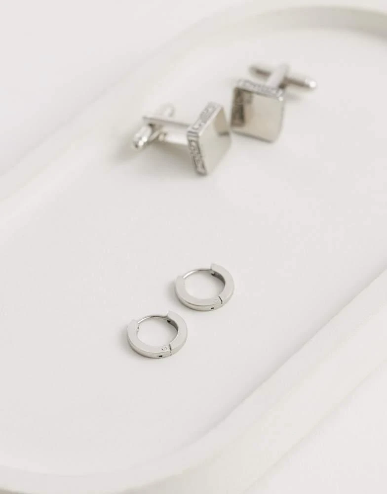 ASOS ASOS DESIGN waterproof stainless steel 9mm hoop earrings in silver 2