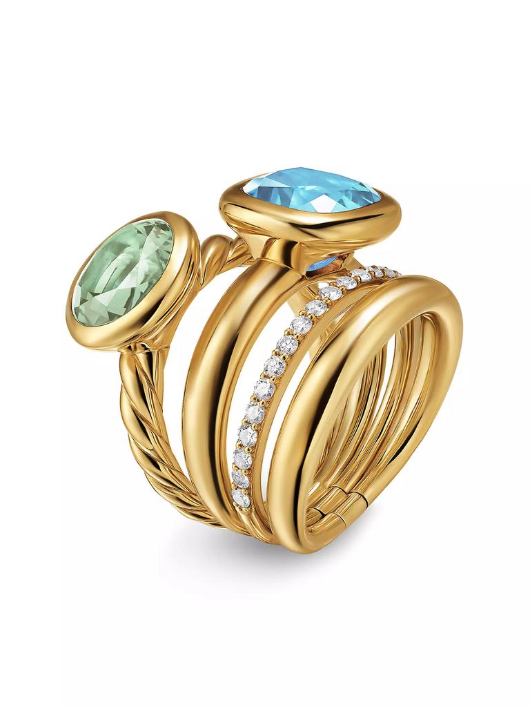 David Yurman DY Mercer Two Stone Cocktail Ring in 18K Yellow Gold