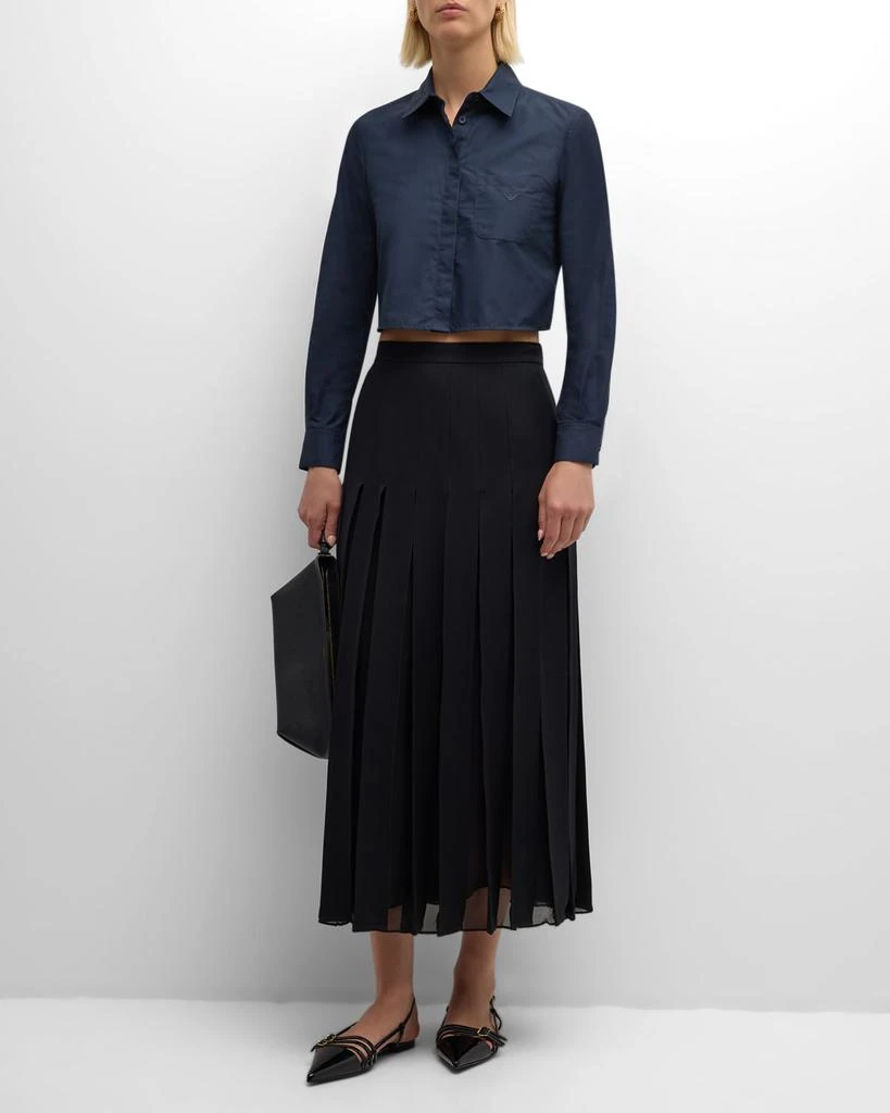Emporio Armani Cropped Button-Down Cotton Poplin Shirt 2