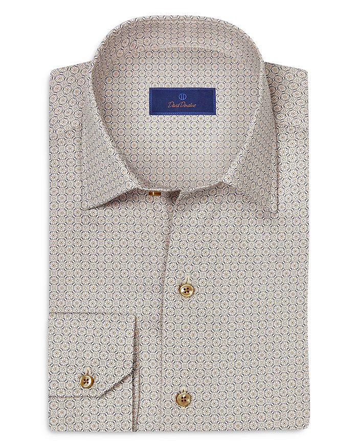 David Donahue Regular Fit Geometric Print Sport Shirt