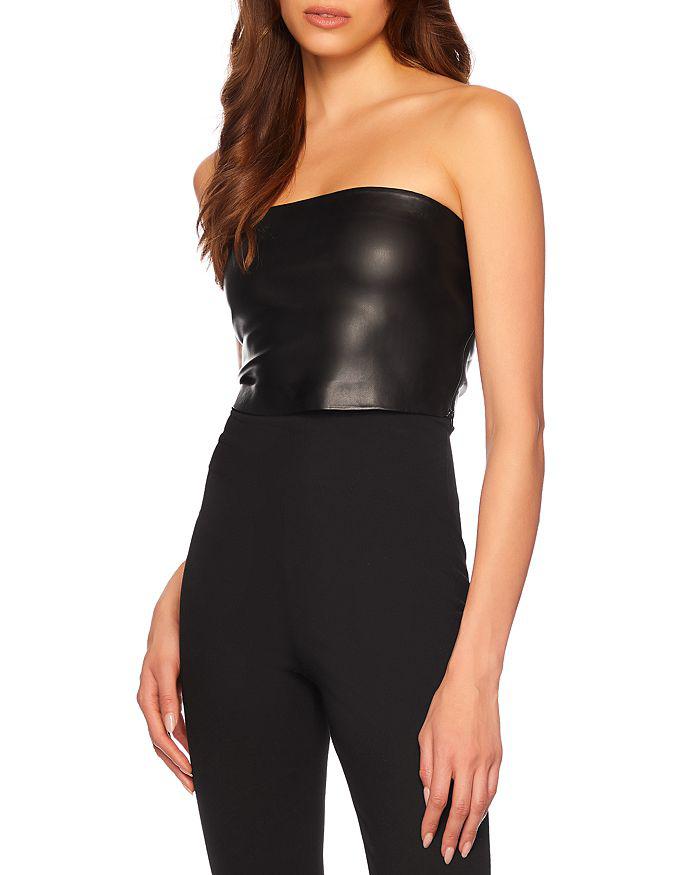 Susana Monaco Faux Leather Cropped Tube Top