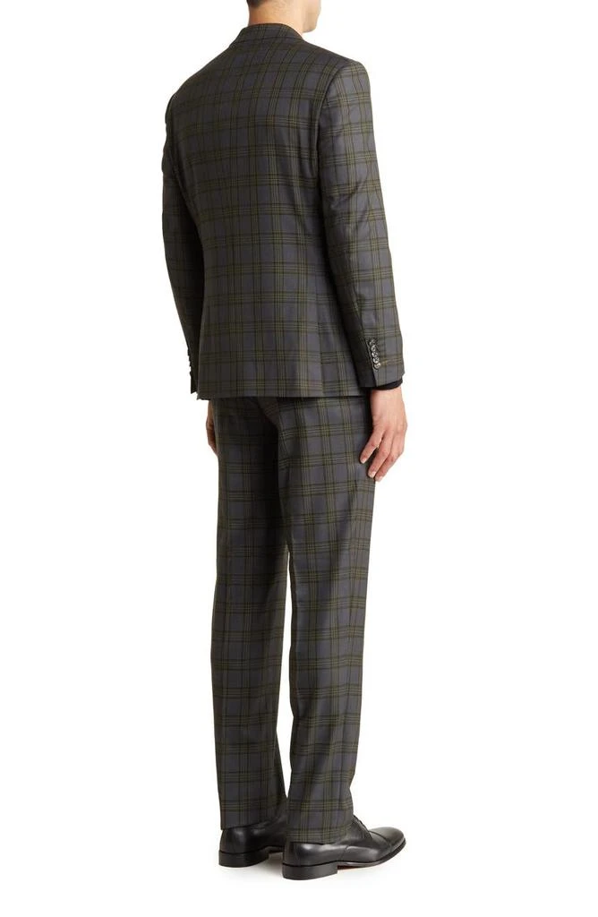 English Laundry Trim Fit Green Plaid Two Button Peak Lapel Suit 2