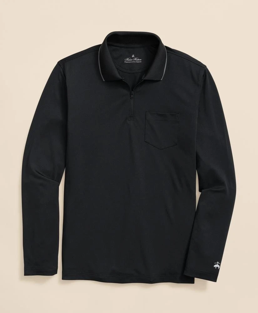 Brooks Brothers Performance Series Long-Sleeve Zip-Neck Polo Shirt