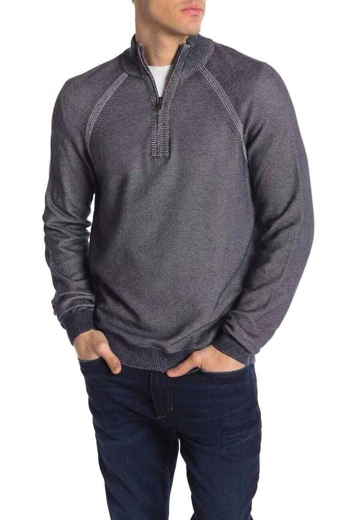 Tailor Vintage Tailor Vintage - Birdseye Reversible 1/4 Zip Knit Pullover Sweater 1