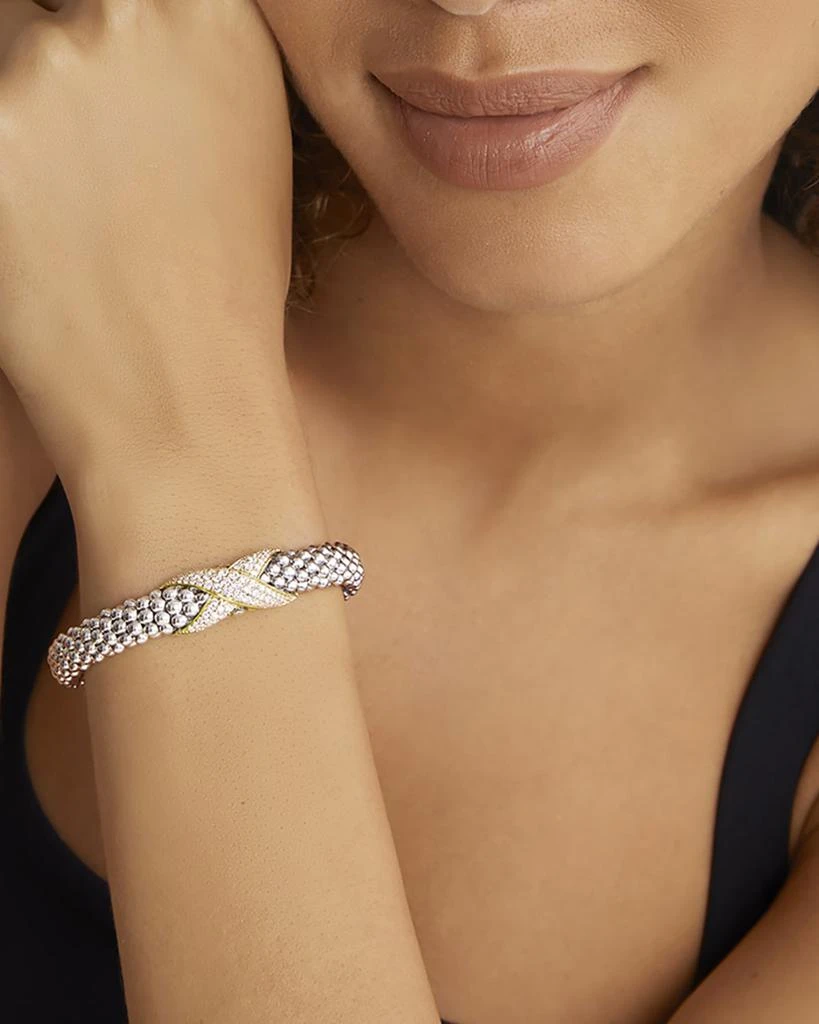 LAGOS Sterling Silver and 18K Embrace Diamond Pave Rope Bracelet 3