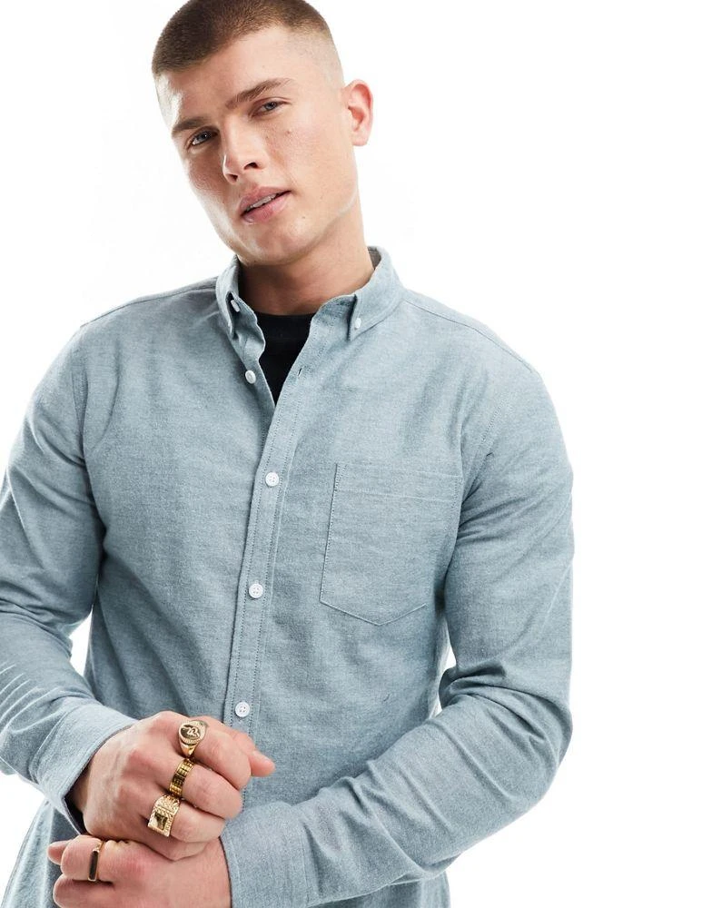 ASOS ASOS DESIGN slim fit oxford shirt in yarn dye teal green 1