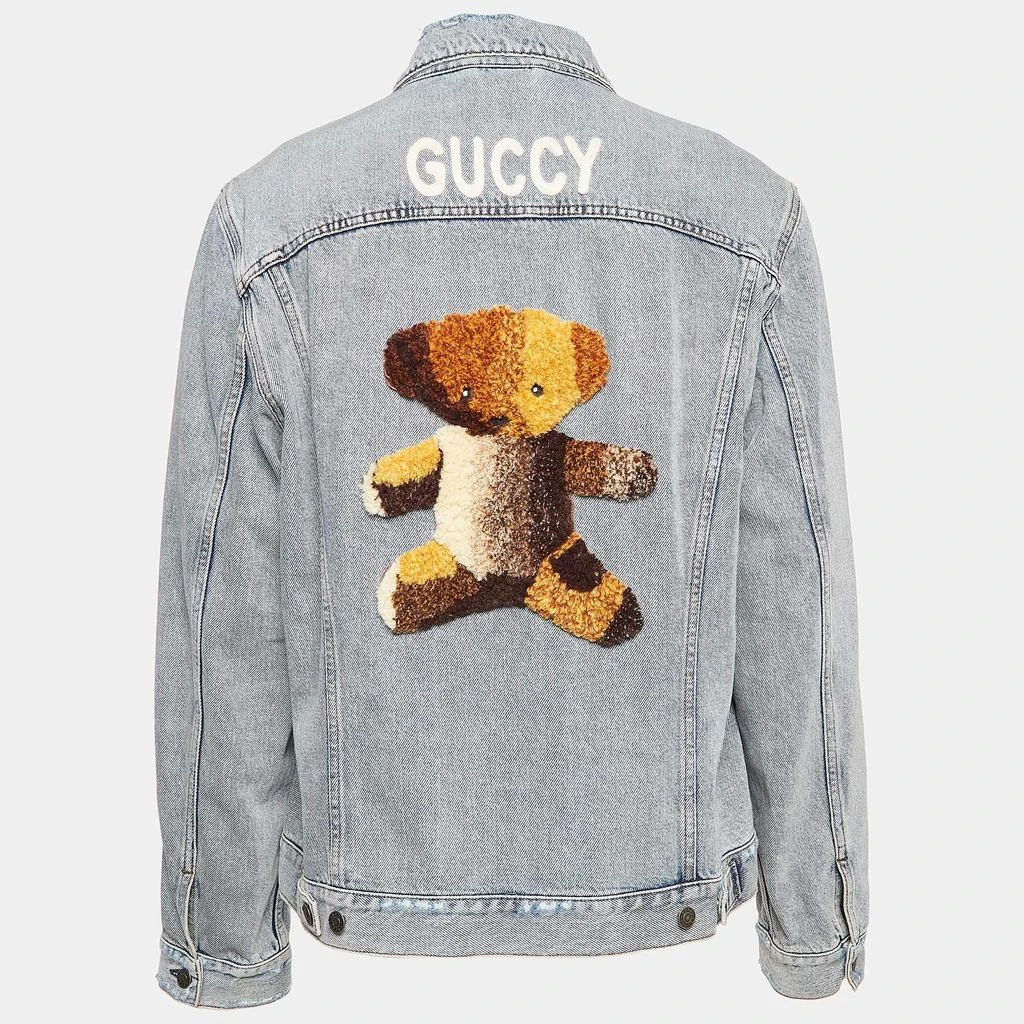 Gucci Gucci Blue Guccy Bear Flocked Denim Jacket XXL 2