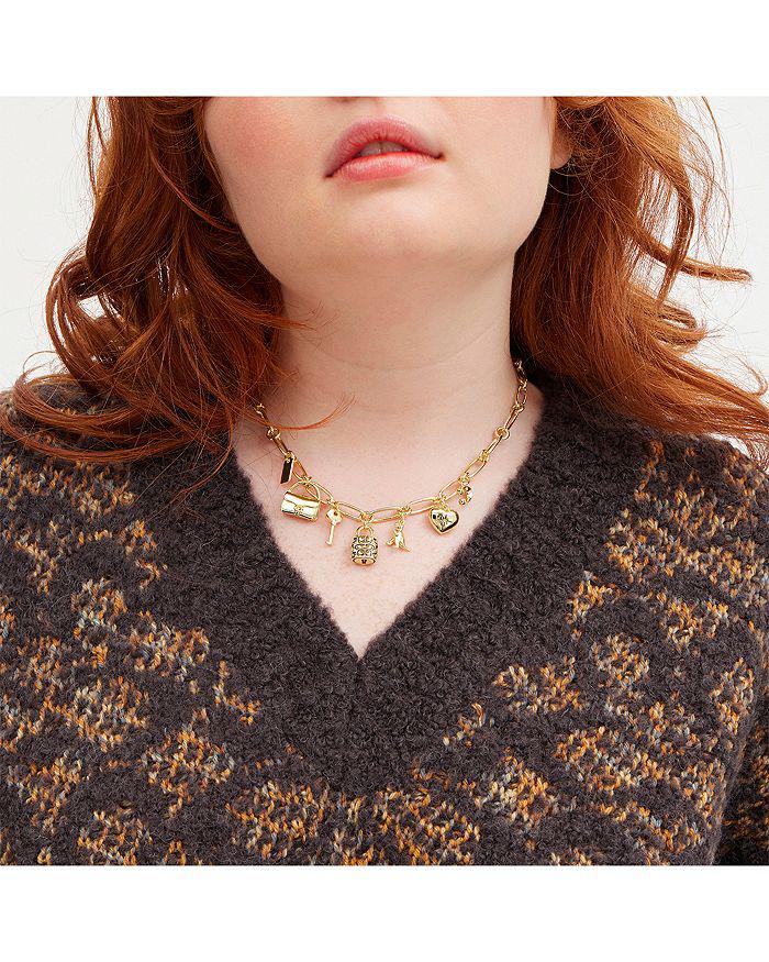 COACH Iconic Charm Statement Necklace in Gold Tone, 16"-18"