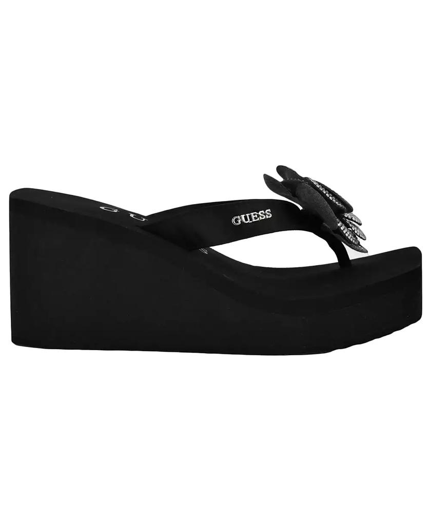 GUESS Women's Damani Rhinestone Flower EVA Platform Wedge Sandals