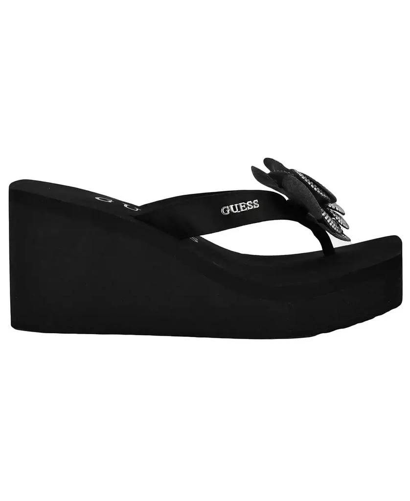 GUESS Women's Damani Rhinestone Flower EVA Platform Wedge Sandals 2