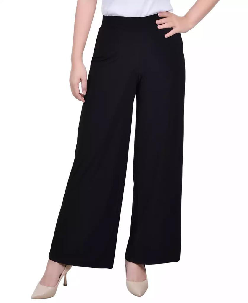 NY Collection Petite Short Mid Rise Pull On Wide-Leg Palazzo Pant