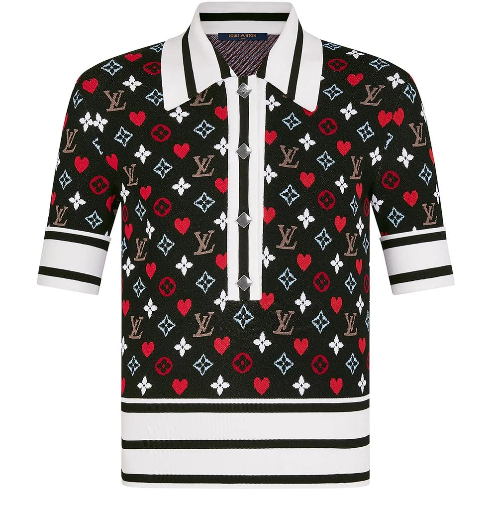 Louis Vuitton Game On Contrast Stripe Polo Top 2