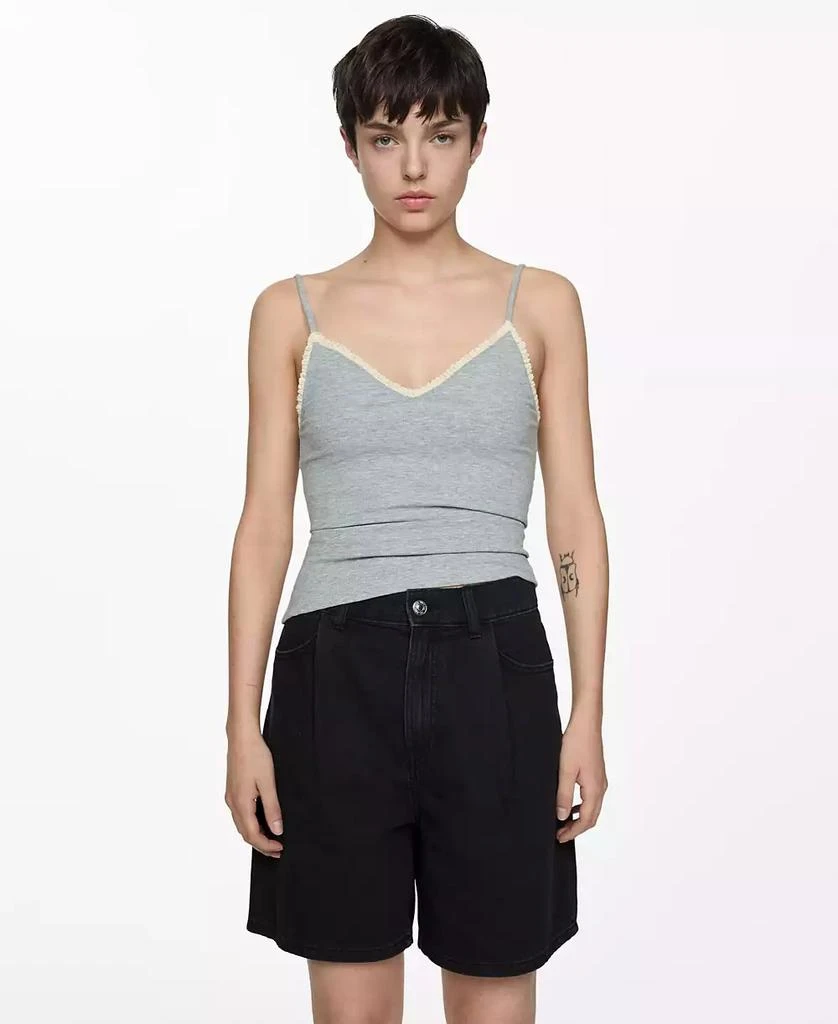 Mango Women's Pleats Detail Denim Shorts 1