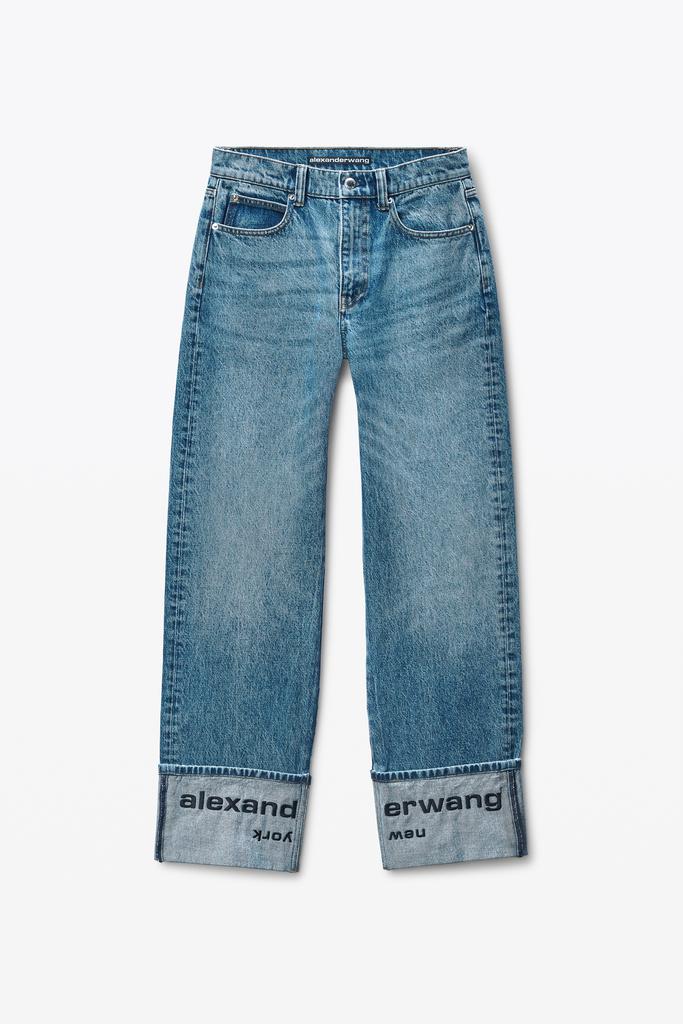 Alexander Wang indigo logo-embroidered mid-rise jeans