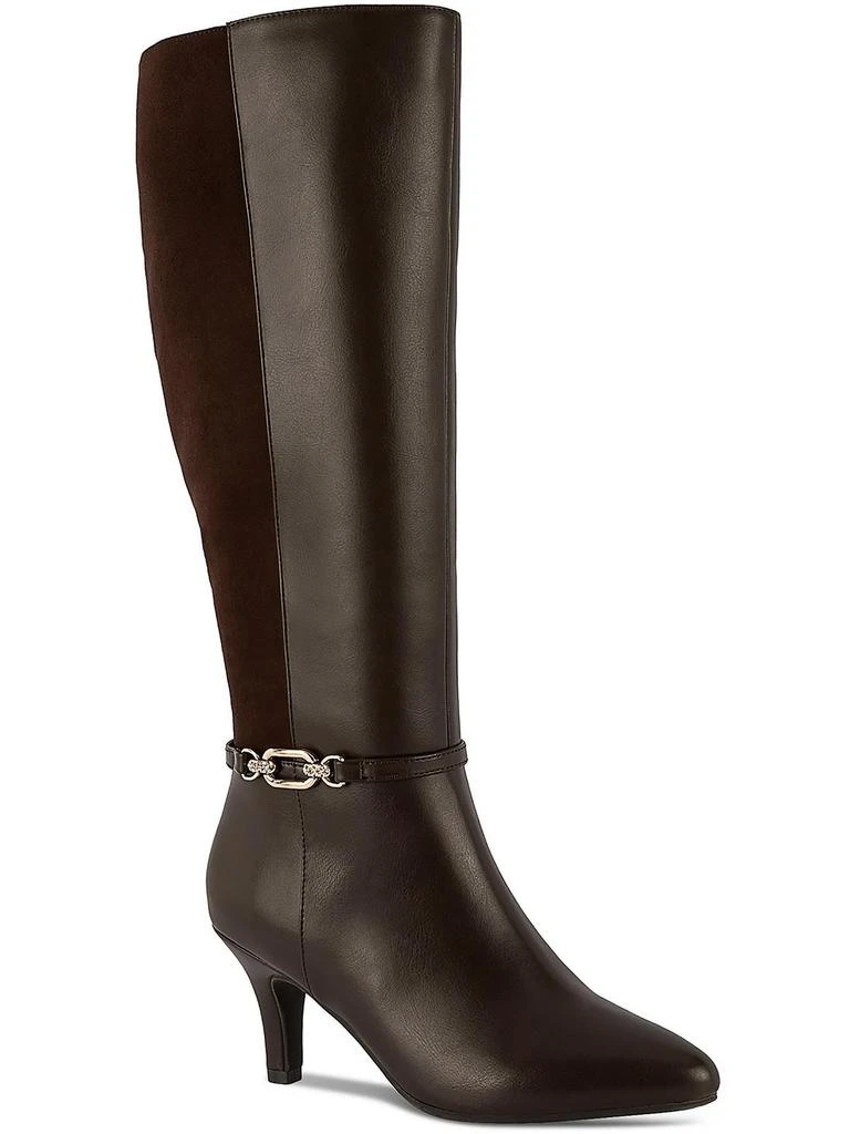 Karen Scott Freylyn Womens Faux Leather Snake Print Knee-High Boots 4