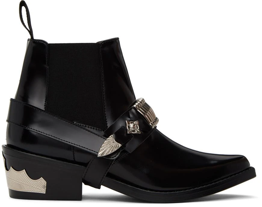 Toga Pulla Black Ankle Strap Chelsea Boots 1