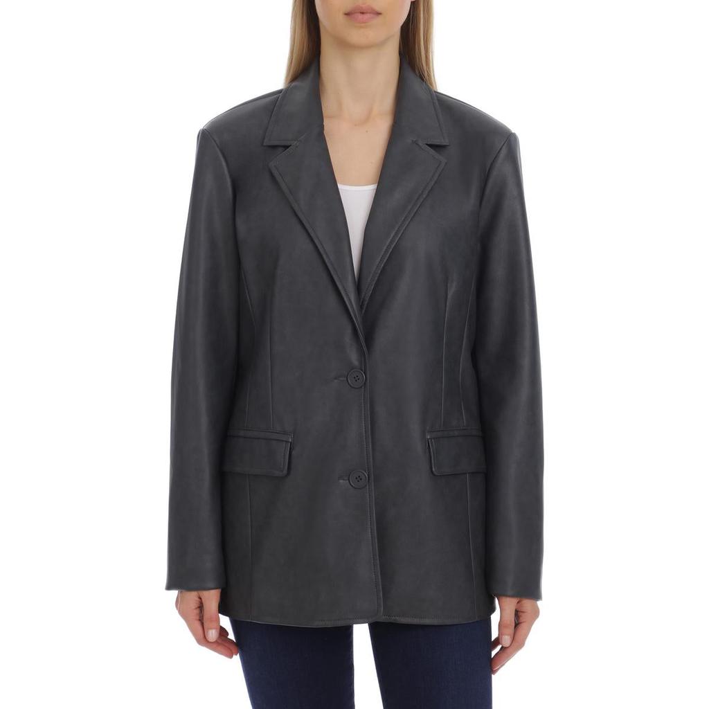 Avec Les Filles Womens Faux Leather Cold Weather Shirt Jacket