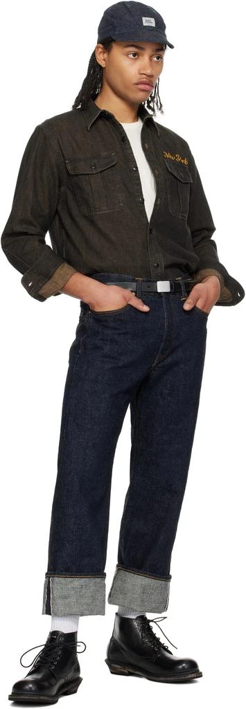 RRL Black Embroidered Work Denim Shirt 5