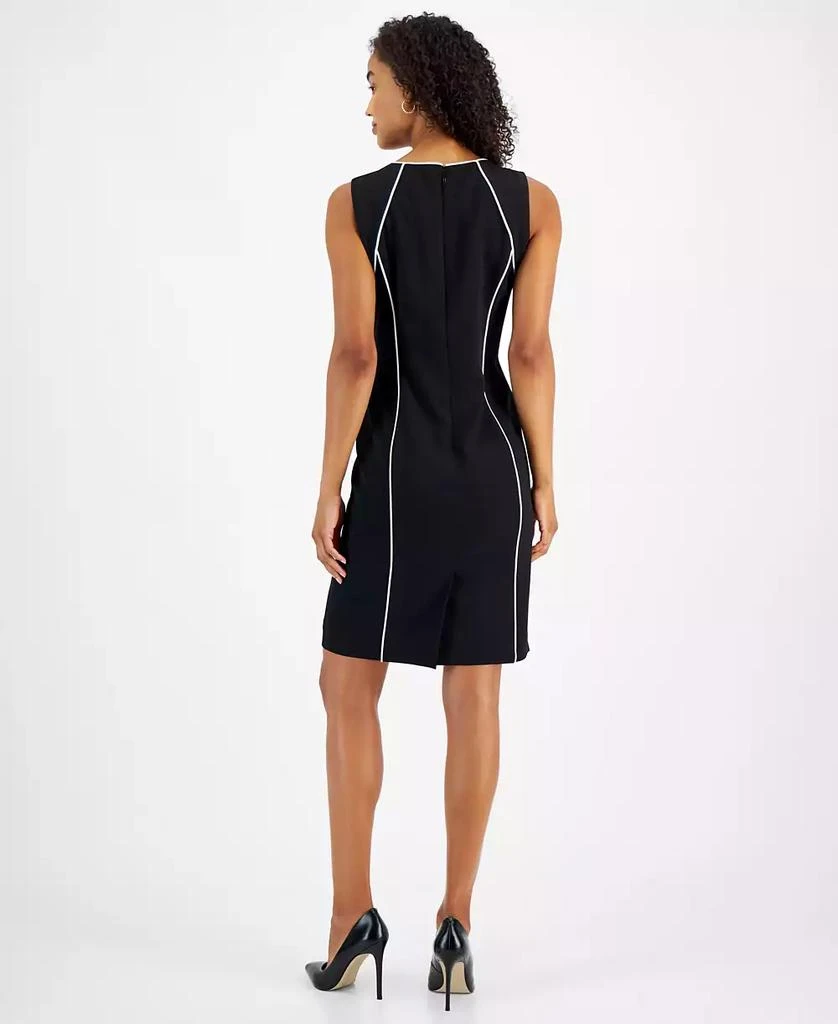 Kasper Women's Petite Stretch-Crepe Contrast-Piping Sheath Dress 2