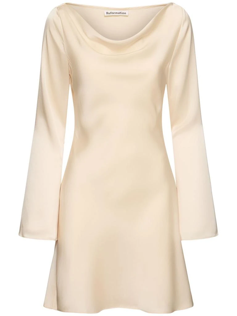 Reformation Pike Long Sleeve Satin Mini Dress 1