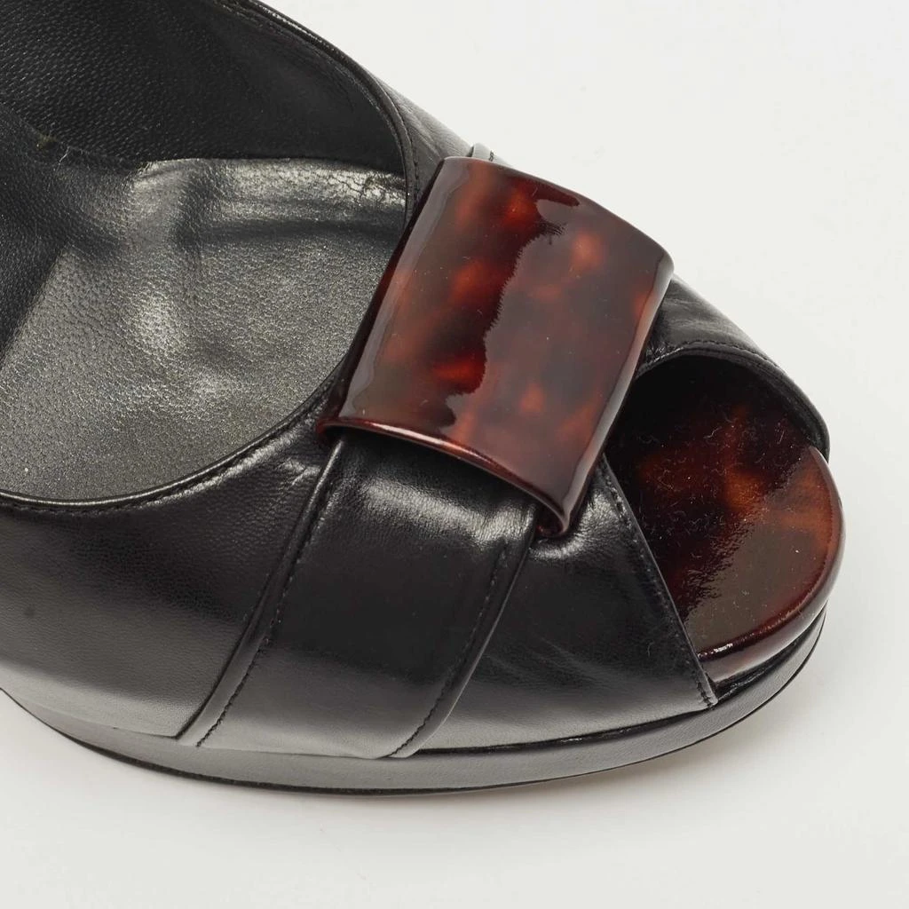 Stuart Weitzman Stuart Weitzman Black Leather Peep Toe Platform Pumps Size 38.5 7