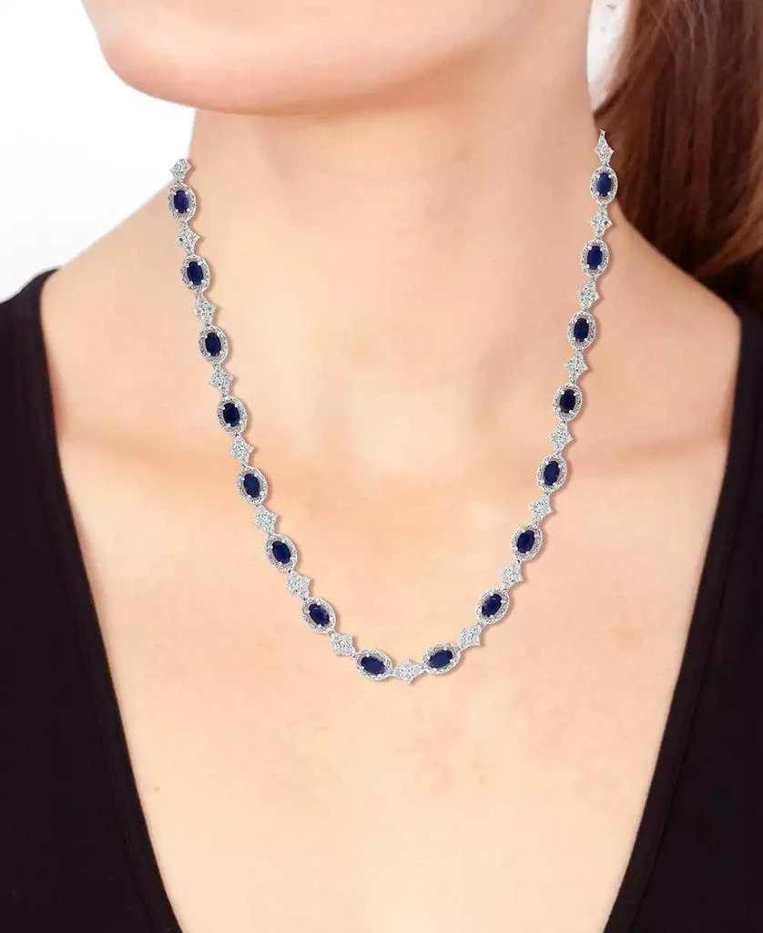 Effy Diamond (1 ct. t.w.) 
Sapphire (8-3/4 ct. t.w.) Strand 18" Necklace in Sterling Silver 2