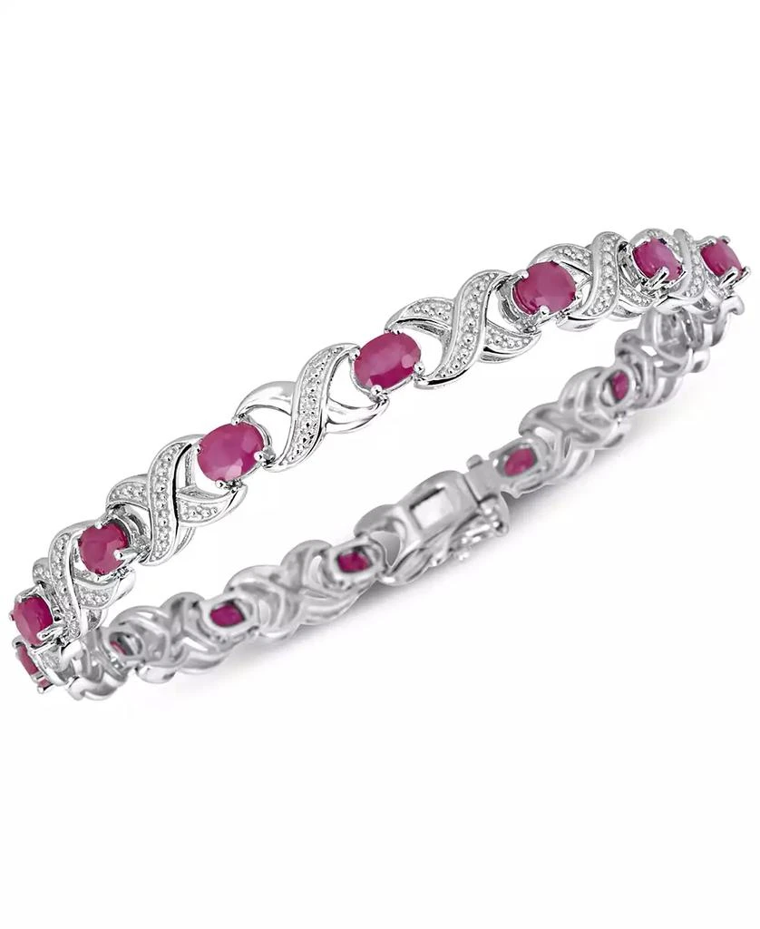 Macy's Ruby (7 ct. t.w.) and Diamond Accent XO Bracelet in Sterling Silver 1