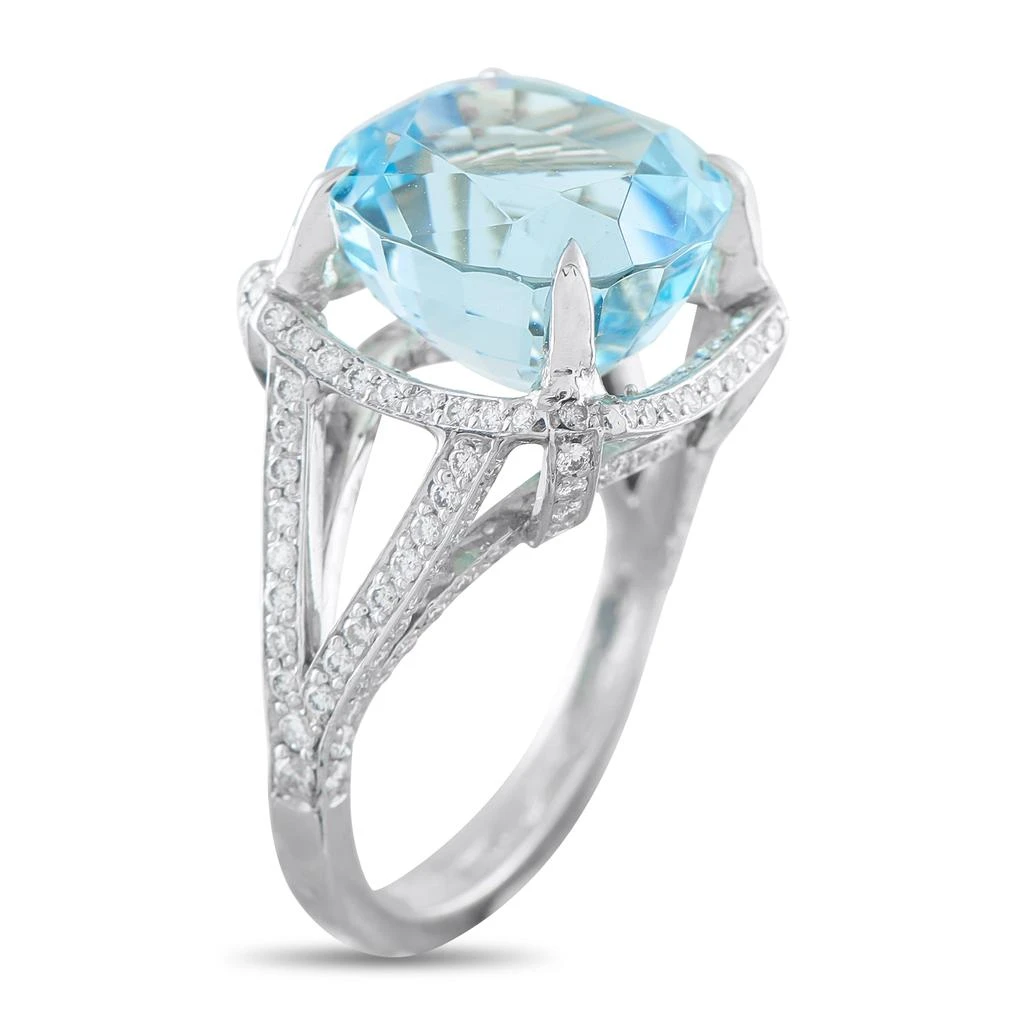 LB Exclusive Platinum 0.75ct Diamond and Aquamarine Ring MF39-122325 2